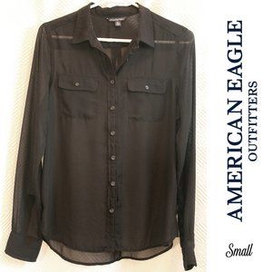 Black Sheer AE Blouse - Long Sleeve - Sm